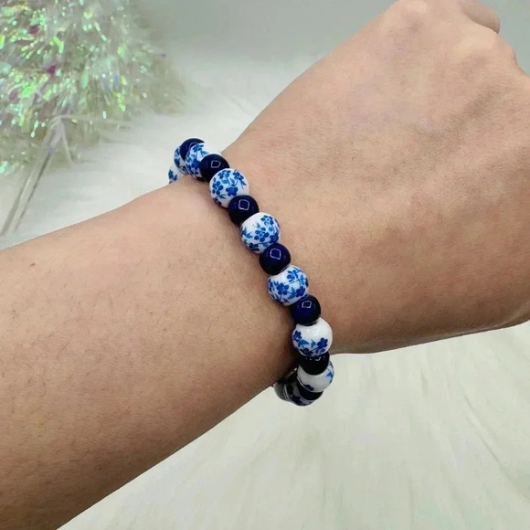 Ceramic Floral mix Beaded Stretch Bracelet - Picture 2 of 6